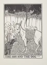 Osel a pes, z Fontaine Fables, hospoda. 1905